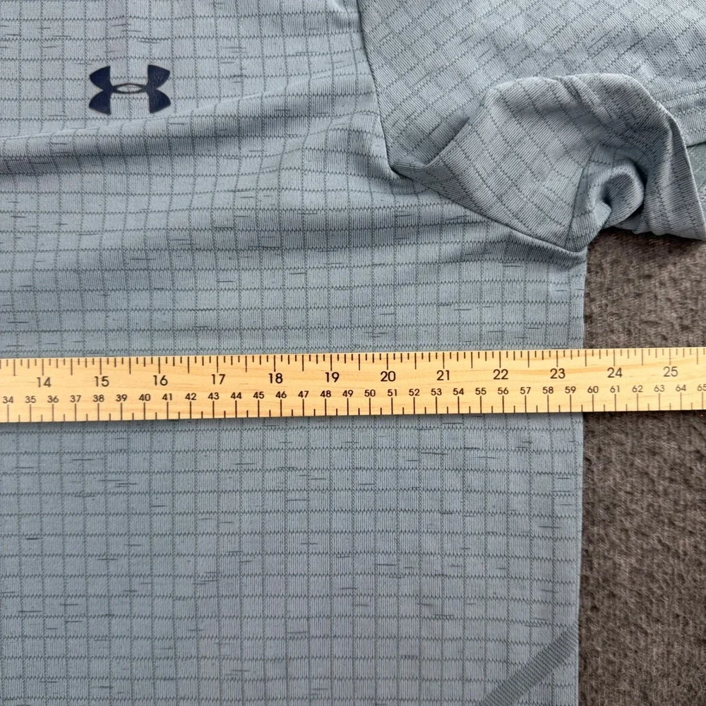Under Armour T-Shirt Men's XXL Blue Grid Pattern Fitted Short Sleeve Athletic